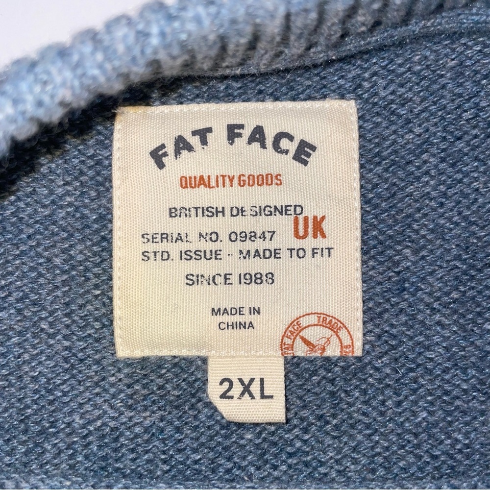 Fat Face Sweater Men Size XXL Wool Blend Stripes Blue Gray Ski Grandpa 2xl - Picture 8 of 10